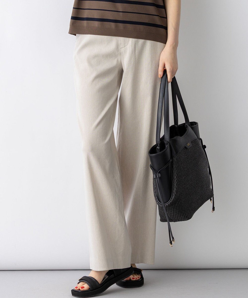 23区 リネンレーヨンストレッチ ワイドパンツ 