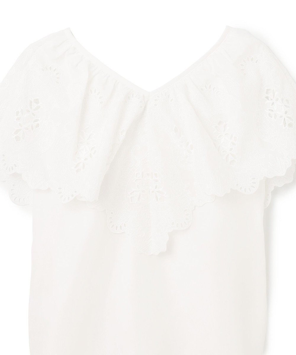 GRACE CONTINENTAL 刺繍ラッフルカラーノースリーブ トップ 