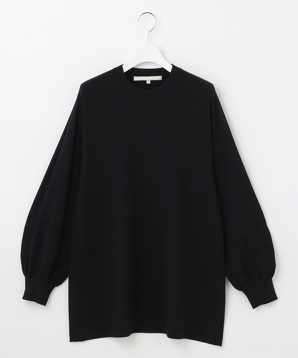 自由区 【洗える】レーヨンポリエステルスムース チュニック丈ニット 