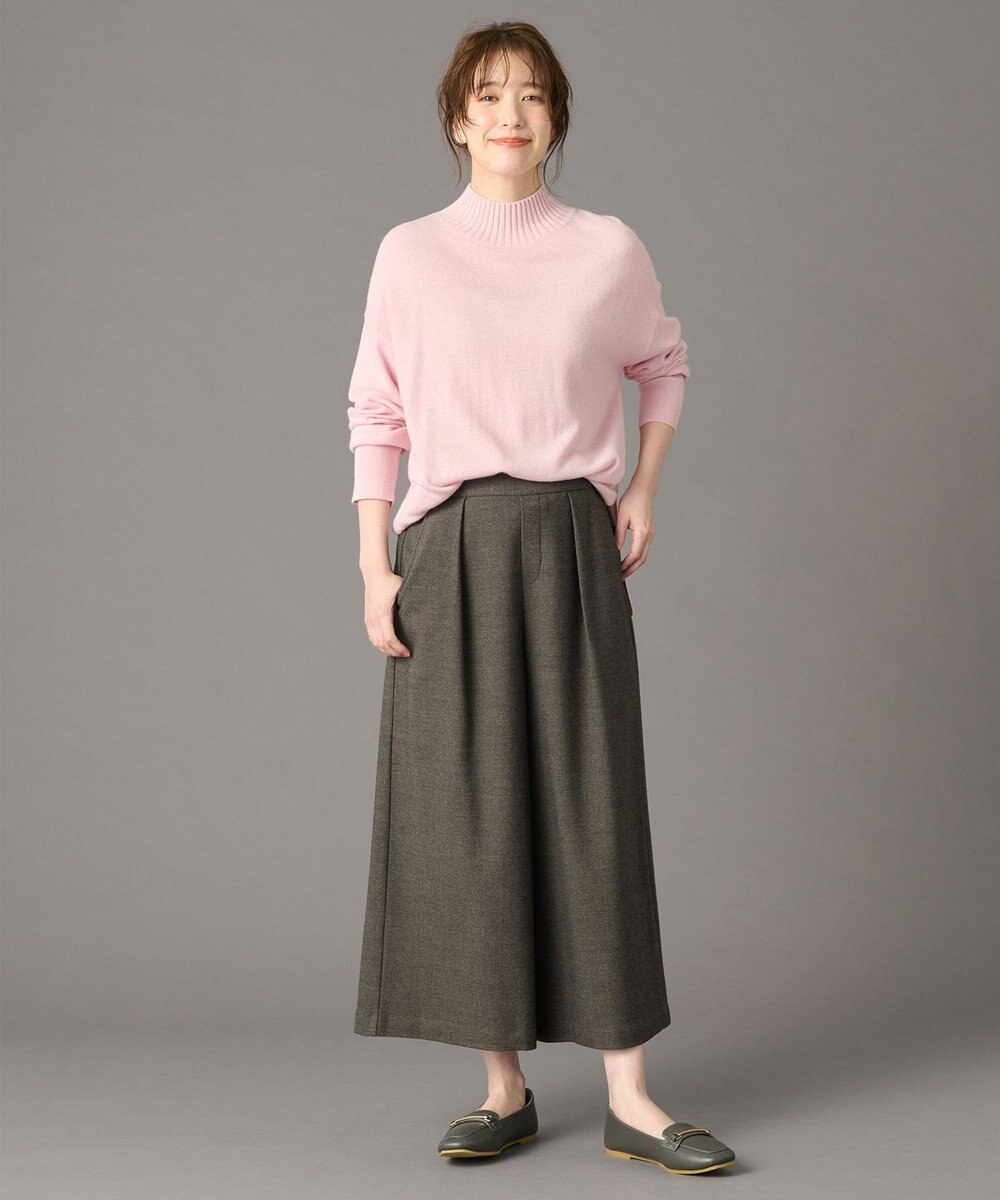 ANY 【洗濯機可/ウエストゴム】ライトツイードワイドパンツ 