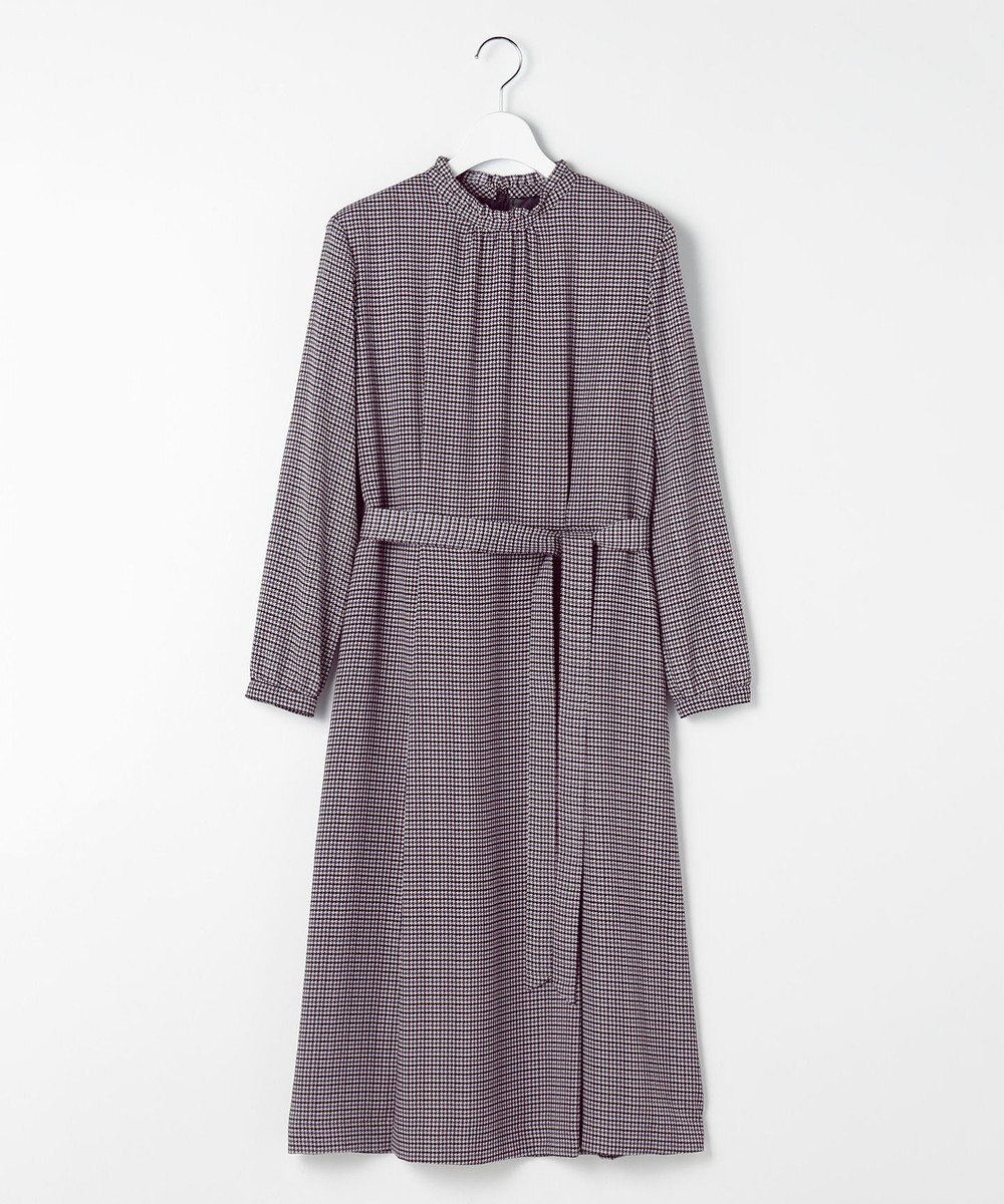 J.PRESS LADIES L デシンハウンドトゥースプリント ワンピース 