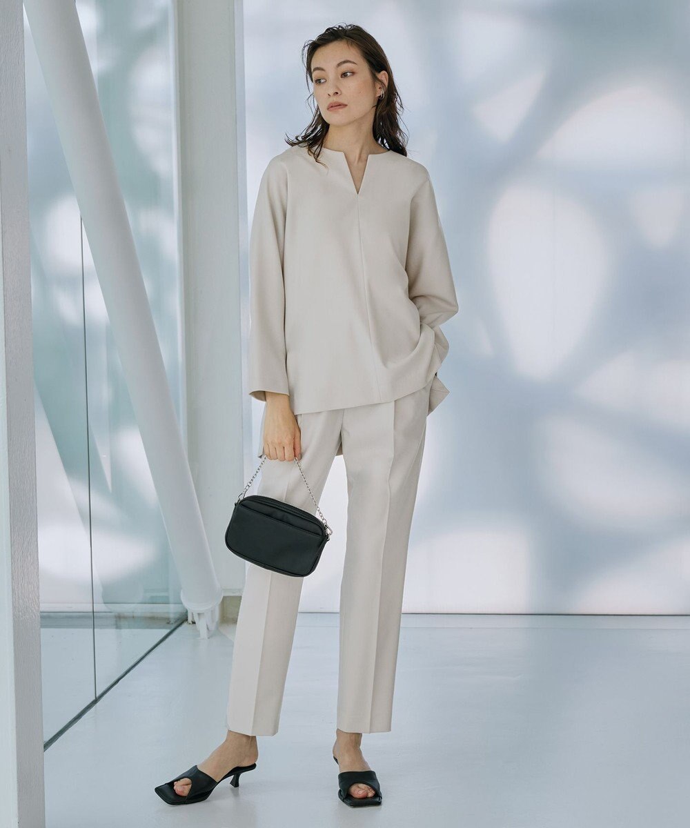 ICB 【洗える・WEB限定カラーあり】 ウールミルドサキソニー テーパードパンツ 