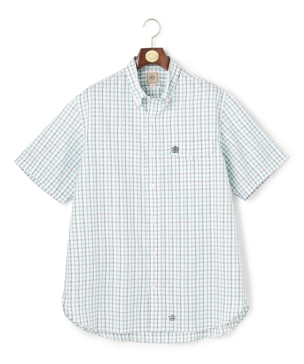 J.PRESS MEN 【KING SIZE 】【吸水速乾 / 接触冷感 / 高通気性】Aero Weave クールマックスサッカー チェック シャツ / B.D. 