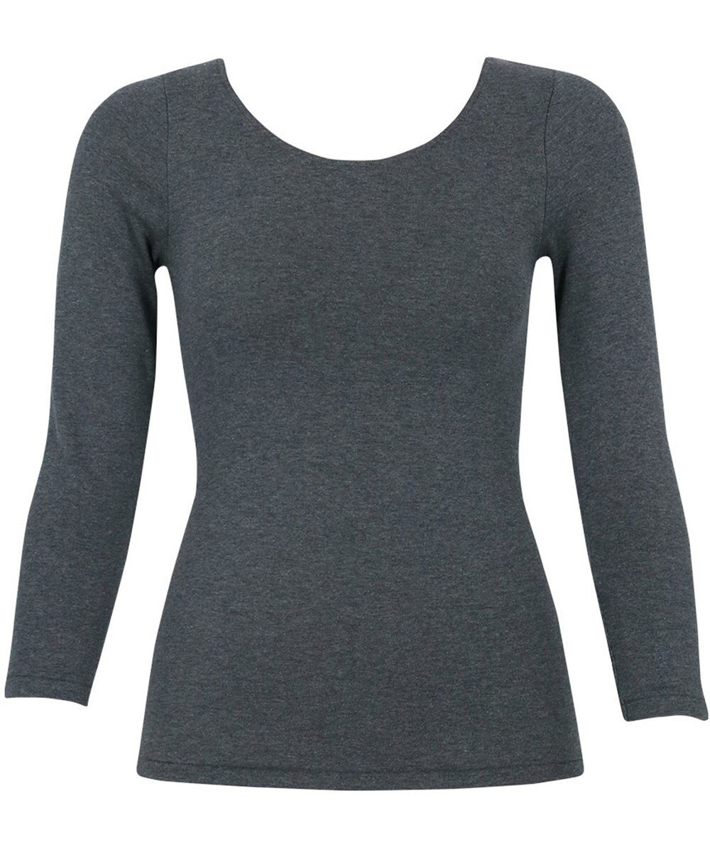 Wing あったかインナー 綿混 裏起毛 厚手 よく伸びる素材 【ラクのびサーモ】 8分袖 長袖 秋 冬 EL6814 ウイング／ワコール 