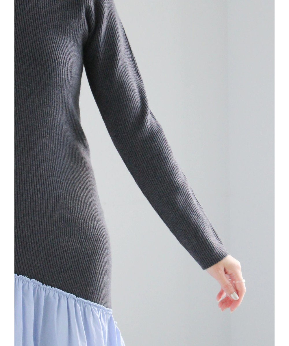 Te chichi 【宮本茉由着用】リブニットドッキングアシメワンピース 