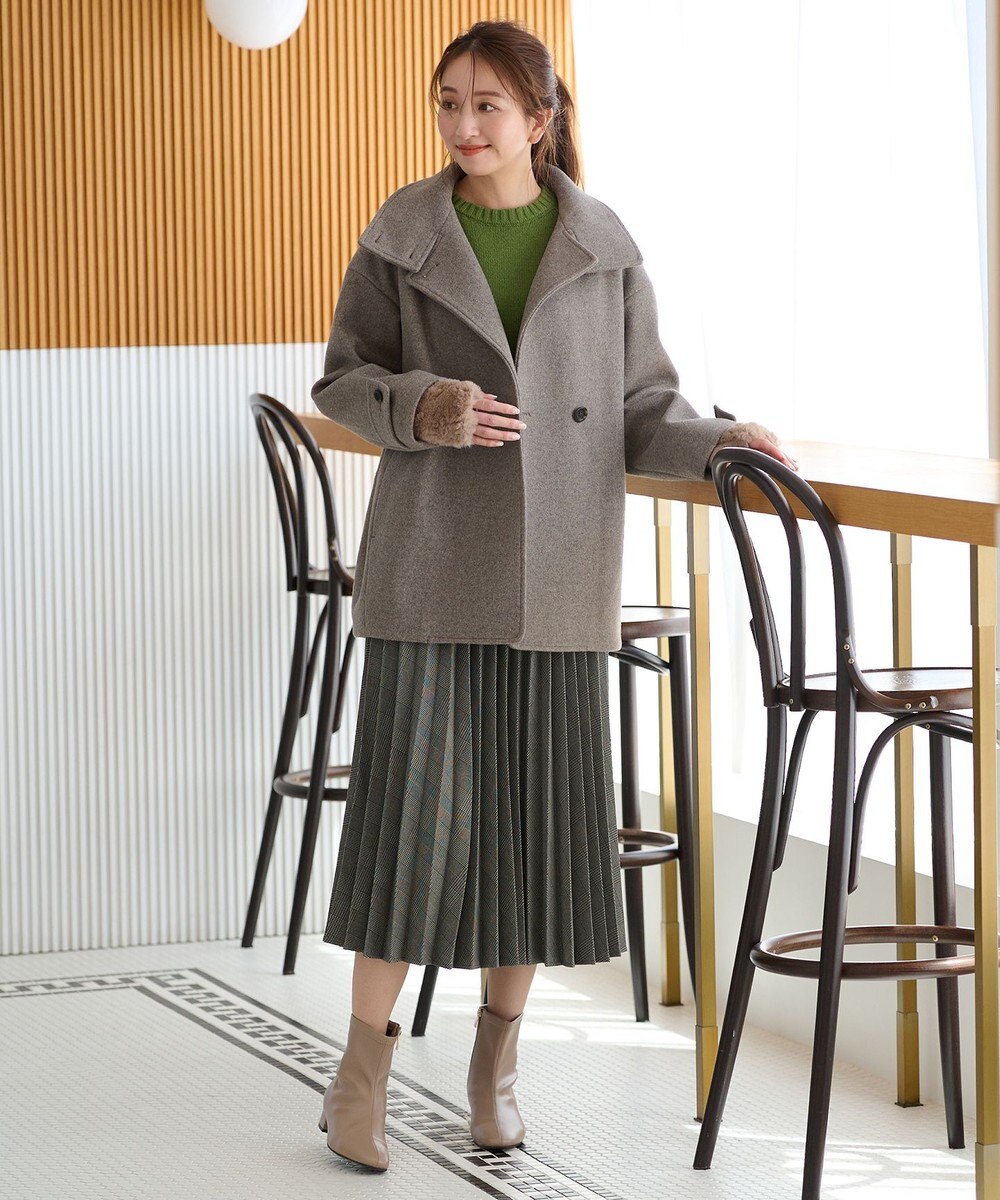 ANY スタンドカラーコクーンシルエットコート 