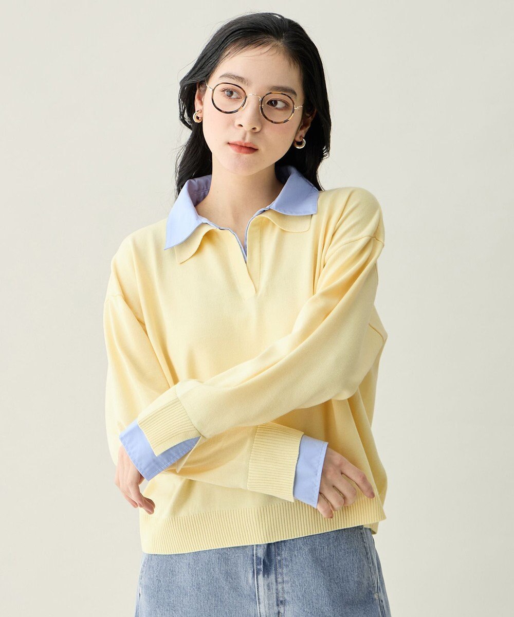 ANY L ファブリックコンビスキッパーニット 