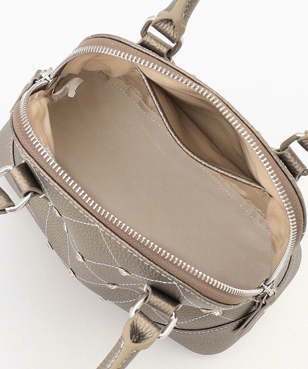 LA BAGAGERIE ラインストーンリベット　カウレザー2wayハンドバッグ 