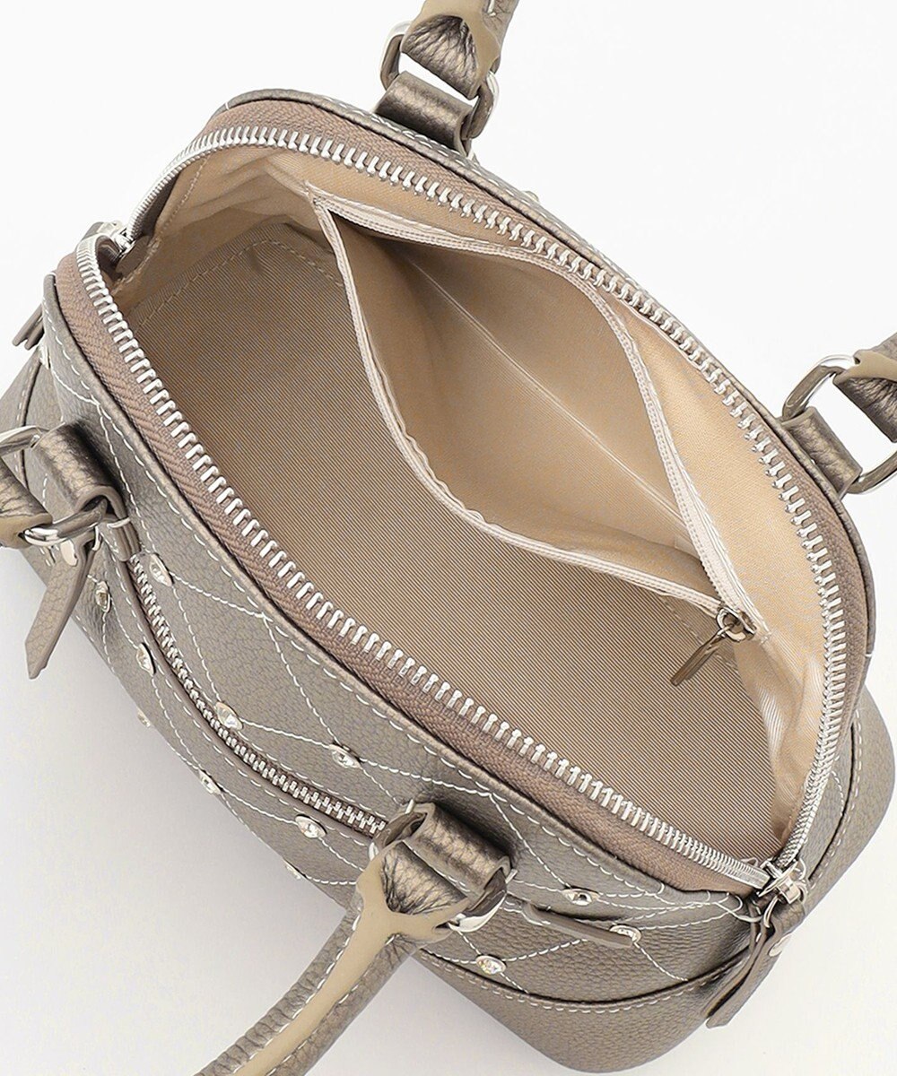 LA BAGAGERIE ラインストーンリベット　カウレザー2wayハンドバッグ 