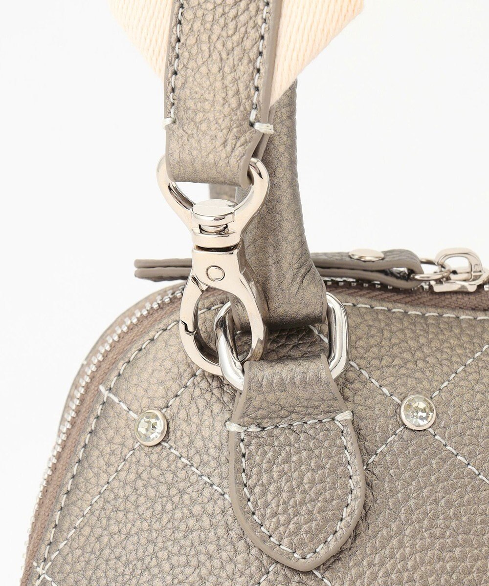 LA BAGAGERIE ラインストーンリベット　カウレザー2wayハンドバッグ 