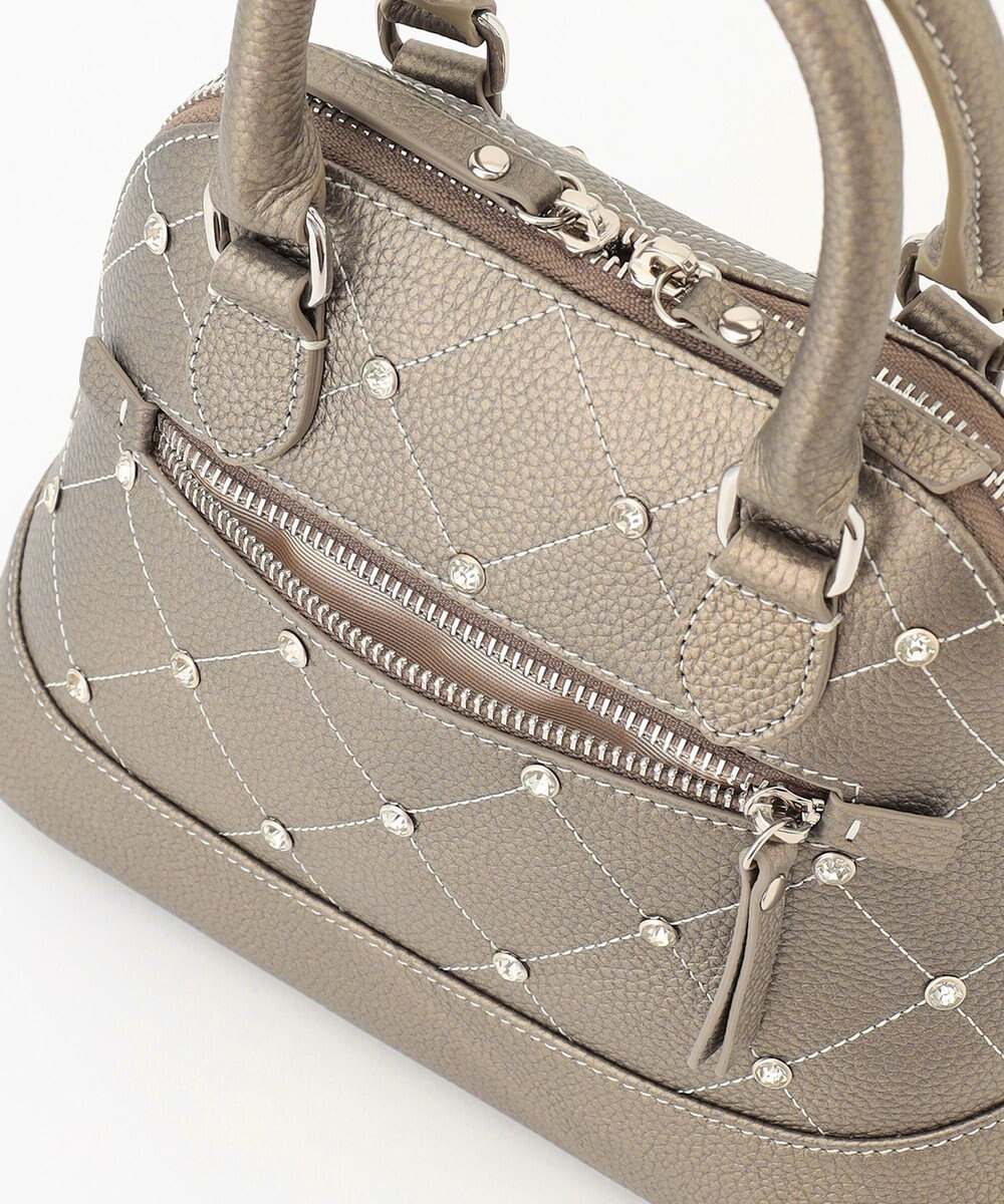 LA BAGAGERIE ラインストーンリベット　カウレザー2wayハンドバッグ 