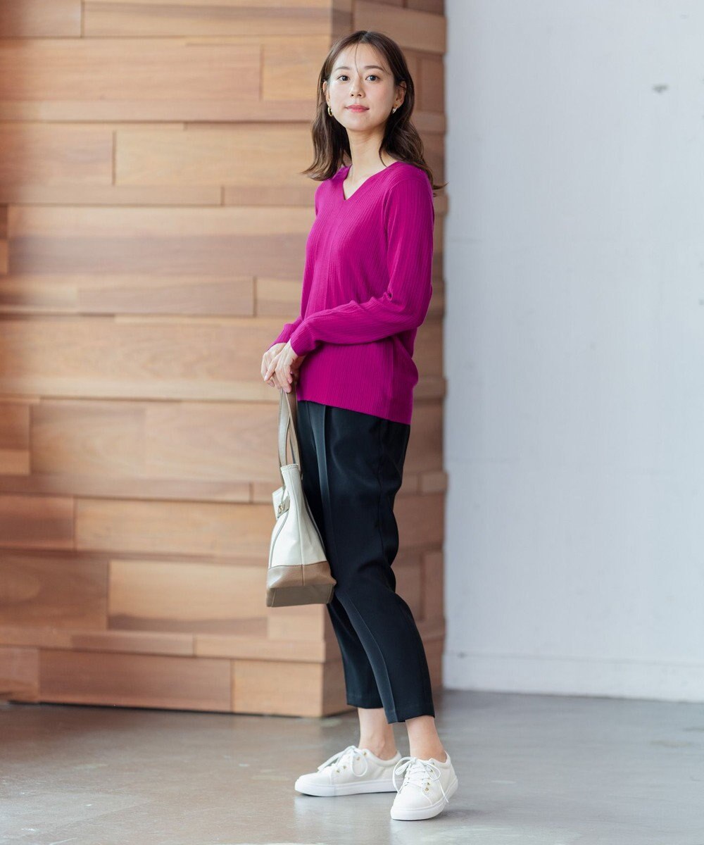 ANY 【洗える】Vネック リブニット 