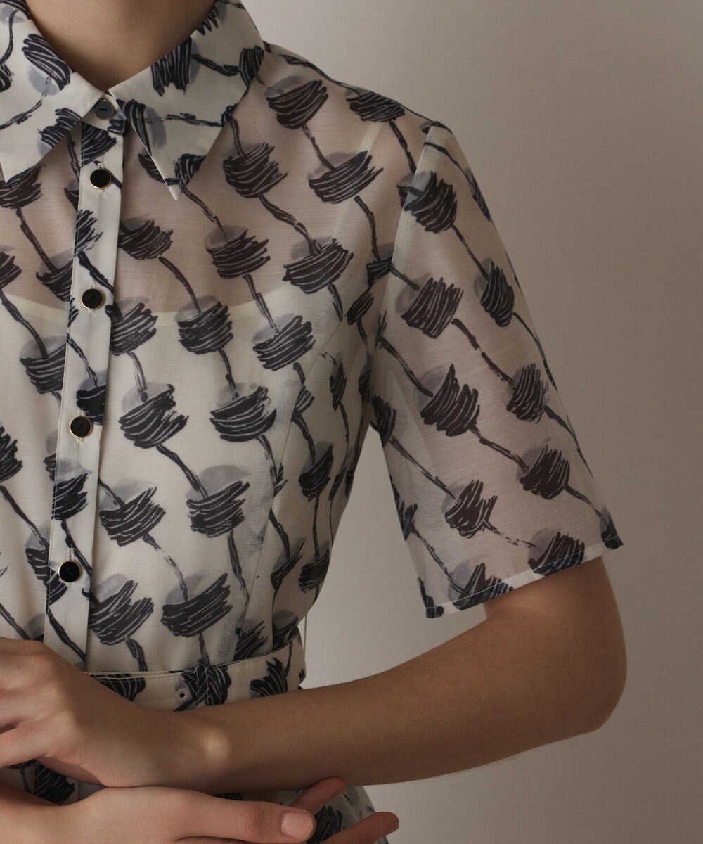 GRACE CONTINENTAL ドローイングプリントワンピース 