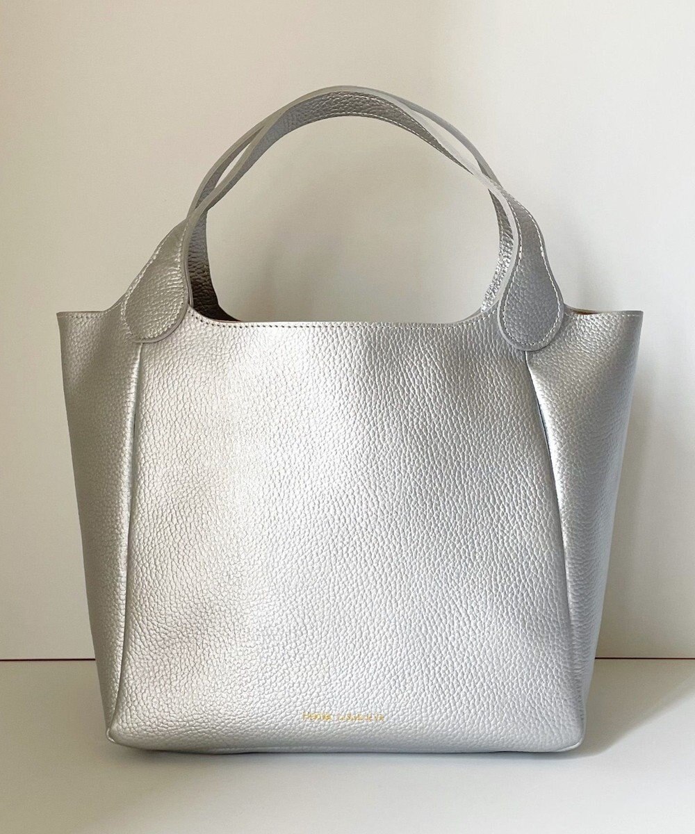 Hekhèr Le Style de Vie 新素材・新色【日本製/セレモニーにも】シュリンクレザー ハンドバッグ medium シルバ－ 