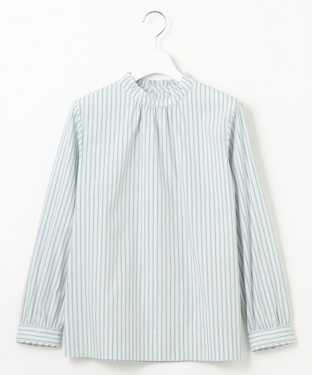 J.PRESS LADIES 【洗える】BEZ VEGA ストライプ フリルネック ブラウス 