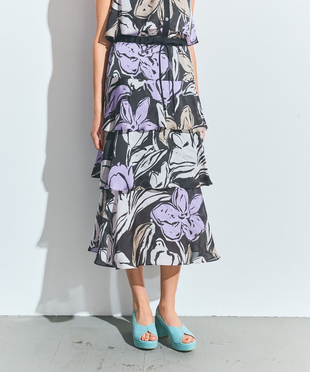 GRACE CONTINENTAL プリントレイヤードスカート 