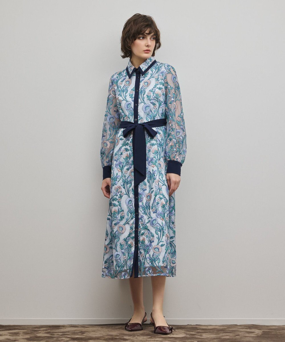 GRACE CONTINENTAL マルチフラワー刺繍フレアワンピース 