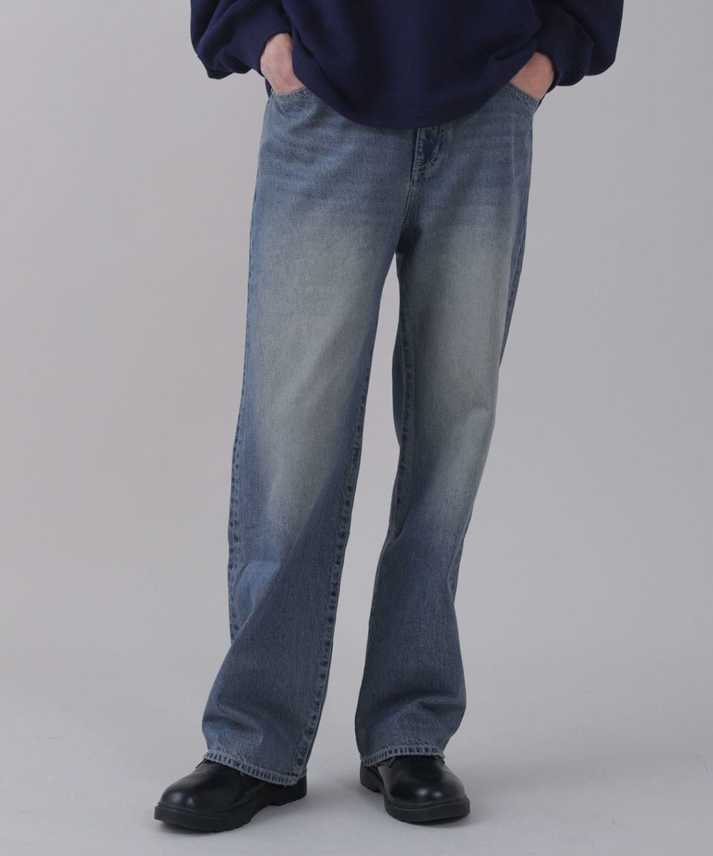 WEGO 【ユニセックス着用ITEM/ウエスト調整可】ストレートデニムパンツ 