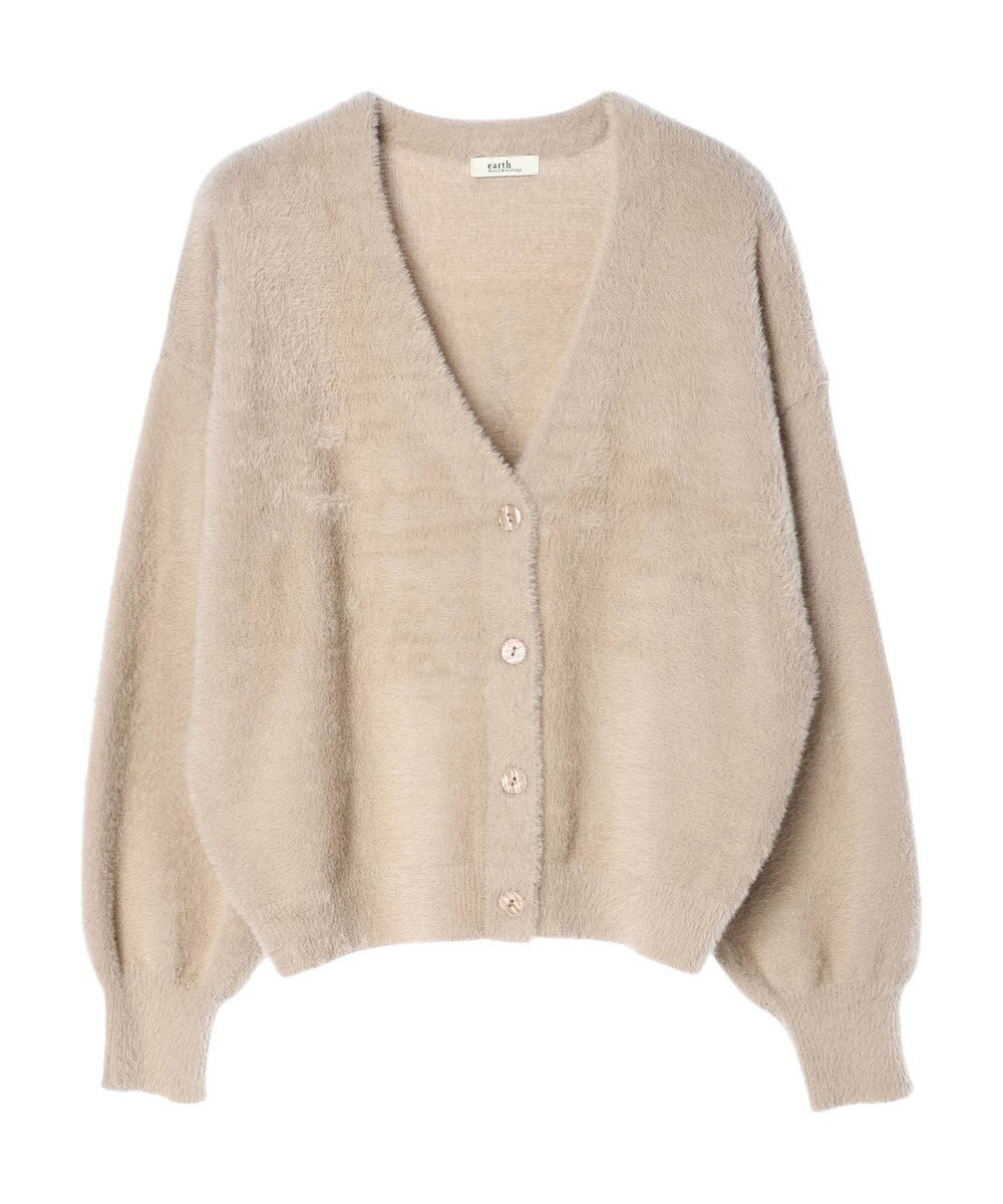 earth music&ecology ミニシャギーＶネックカーディガン 