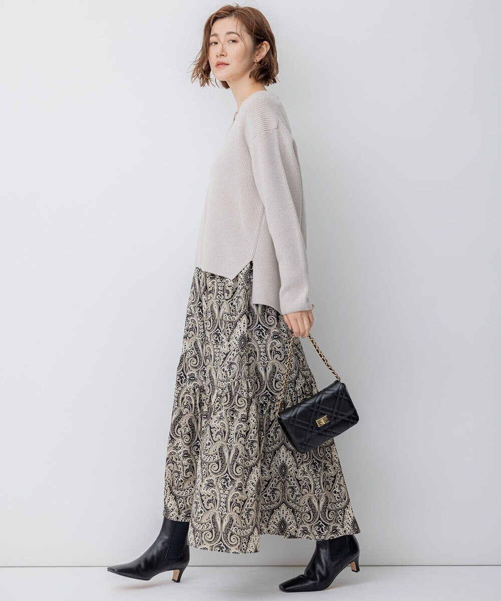 23区 【洗える】フレンチペイズリーデシン ティアードスカート 