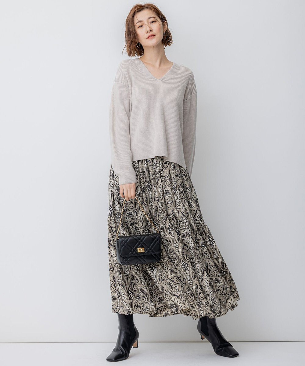 23区 【洗える】フレンチペイズリーデシン ティアードスカート 