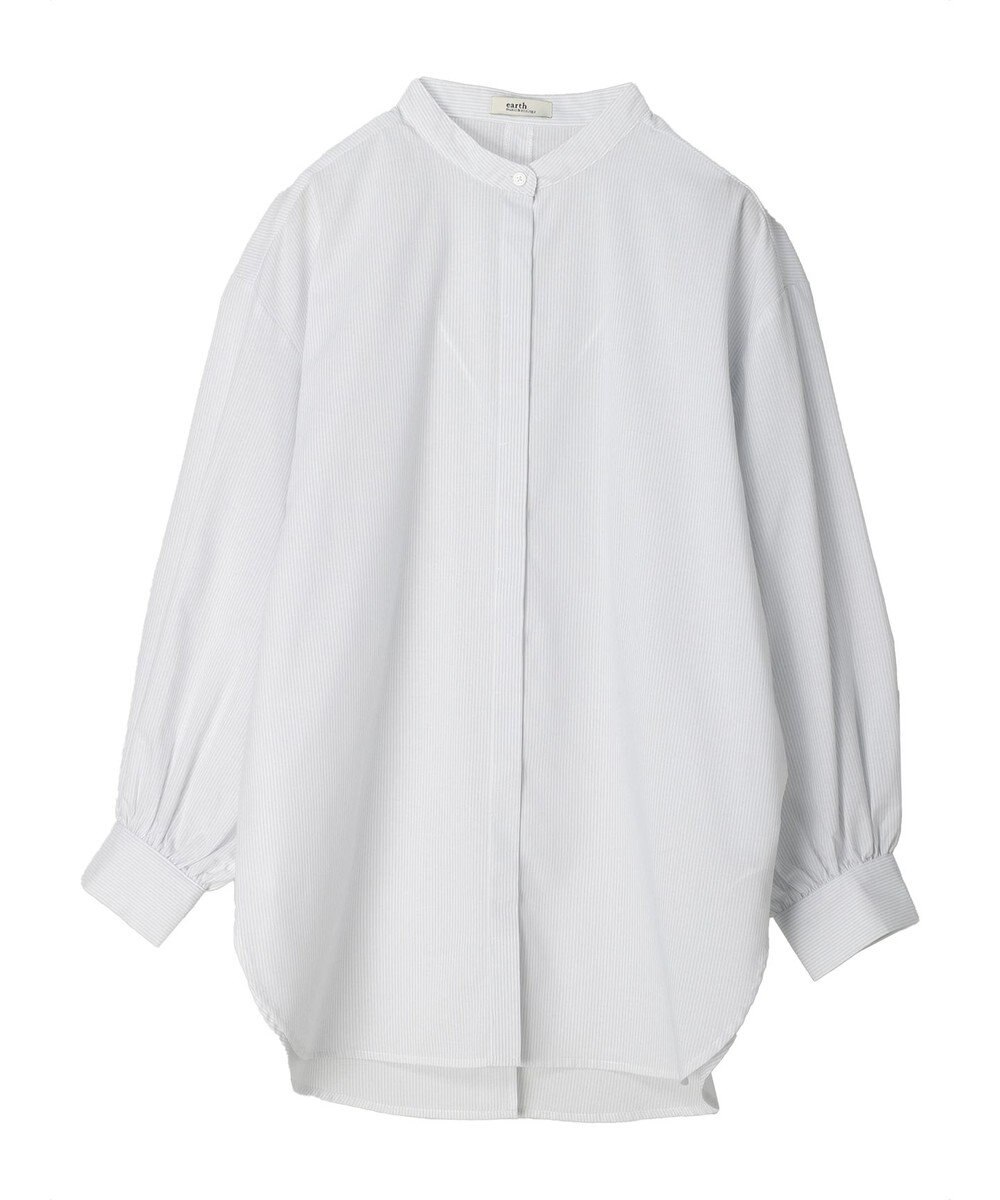 earth music&ecology バンドカラーストライプシャツ 