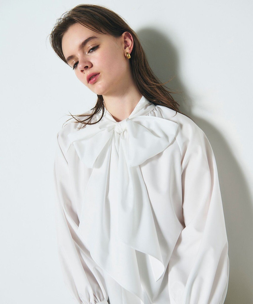 GRACE CONTINENTAL ボウタイギャザートップ 