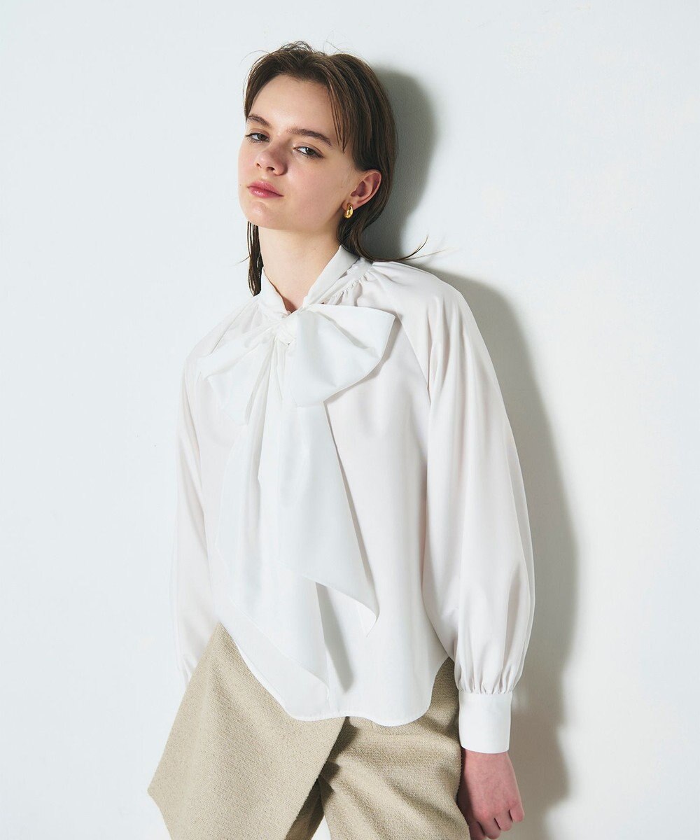 GRACE CONTINENTAL ボウタイギャザートップ 