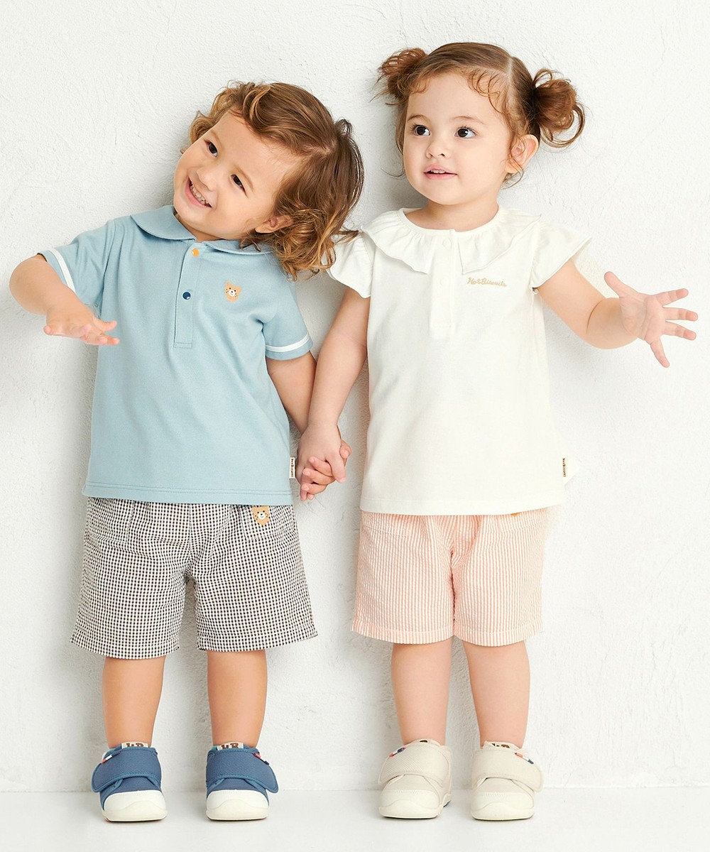 MIKI HOUSE HOT BISCUITS 【70-110cm】 天竺素材 フリル 半袖Tシャツ 