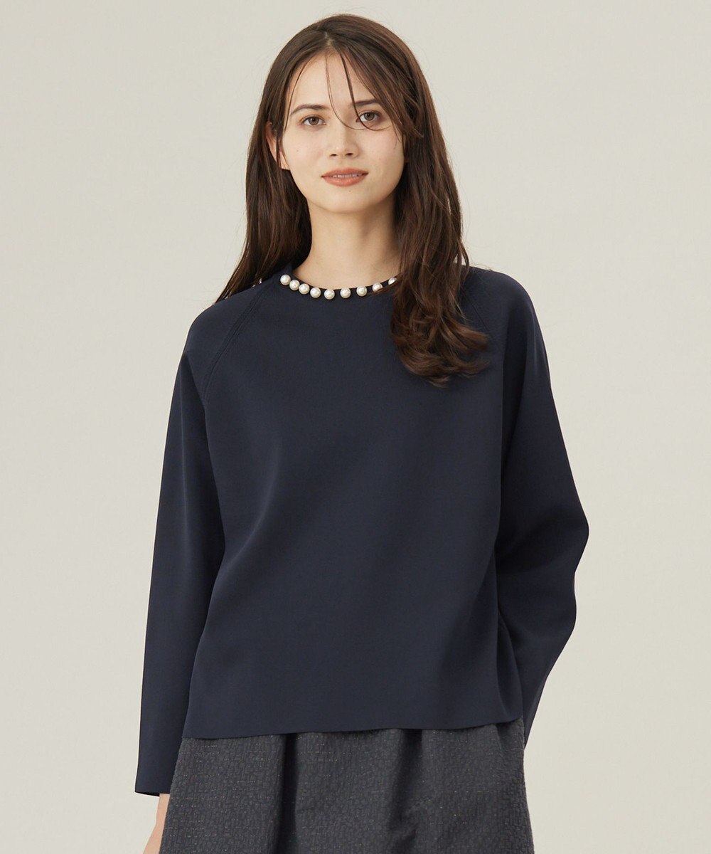 自由区 S 【洗える】パールディティールプルオーバー ニット 