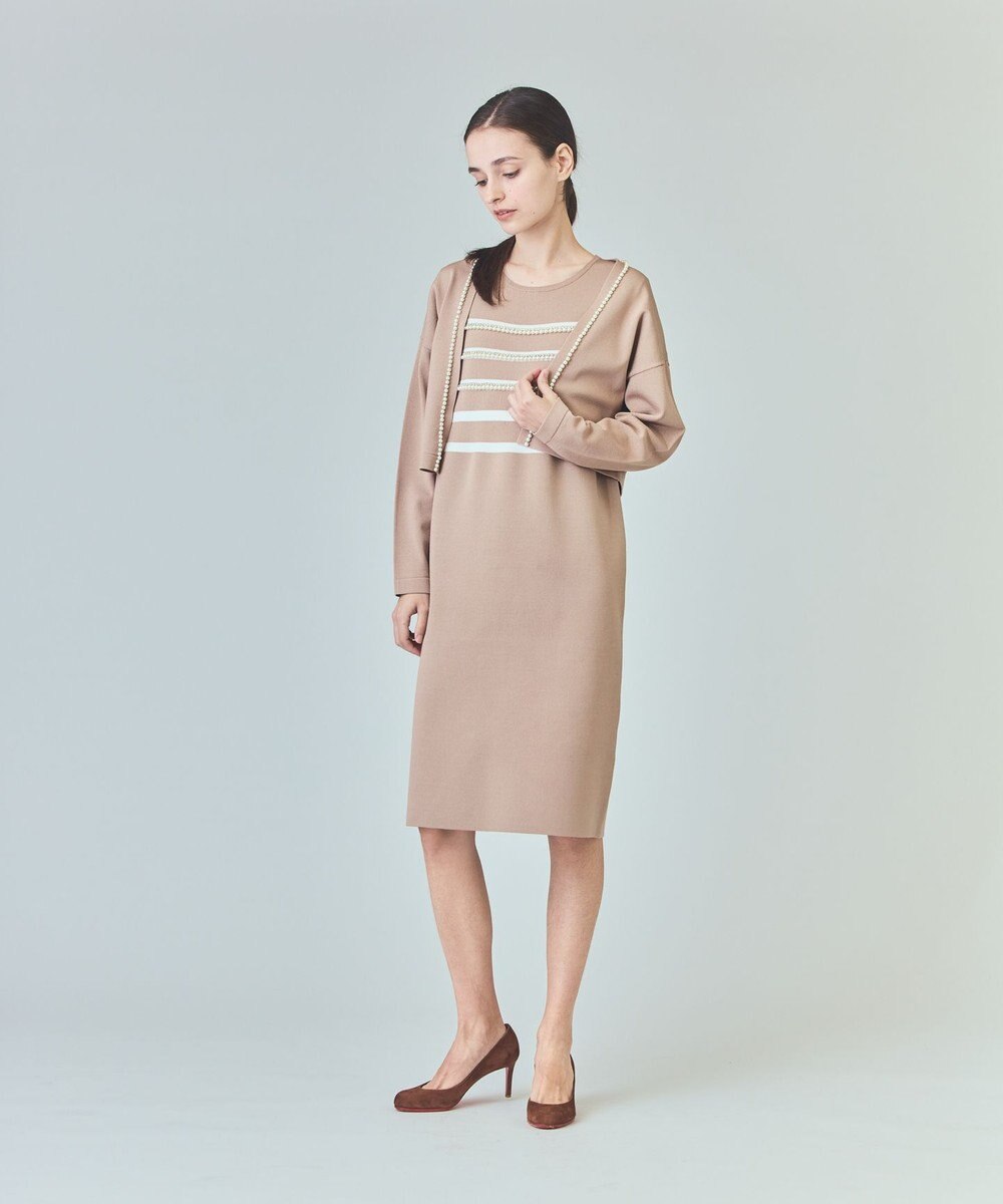 GRACE CONTINENTAL ボーダーパールワンピース 