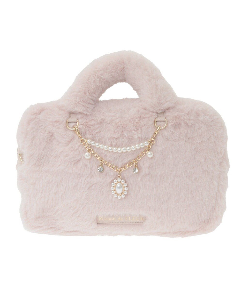 Maison de FLEUR チャーム付きファー2Wayボストンバッグ 