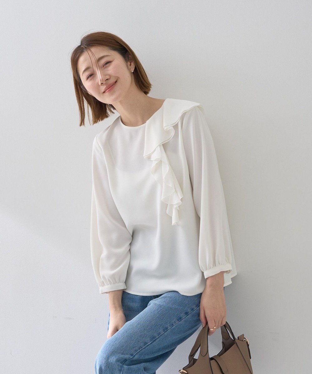 YECCA VECCA アシメラッフルブラウス 