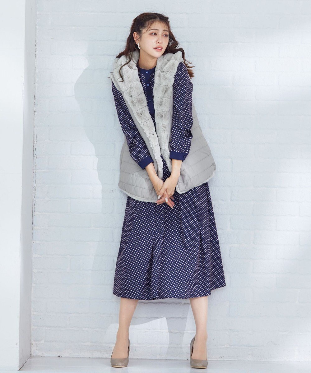 Tiaclasse 【2WAY】着回し自由のリバーシブルキルトフェイクファーベスト 