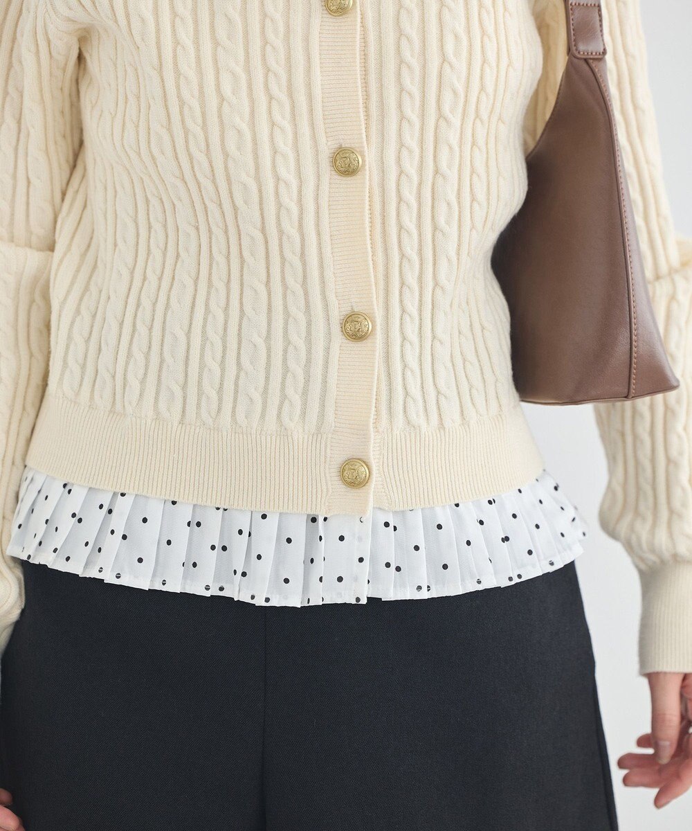 earth music&ecology 【予約】プリーツレイヤーケーブルニットカーディガン 