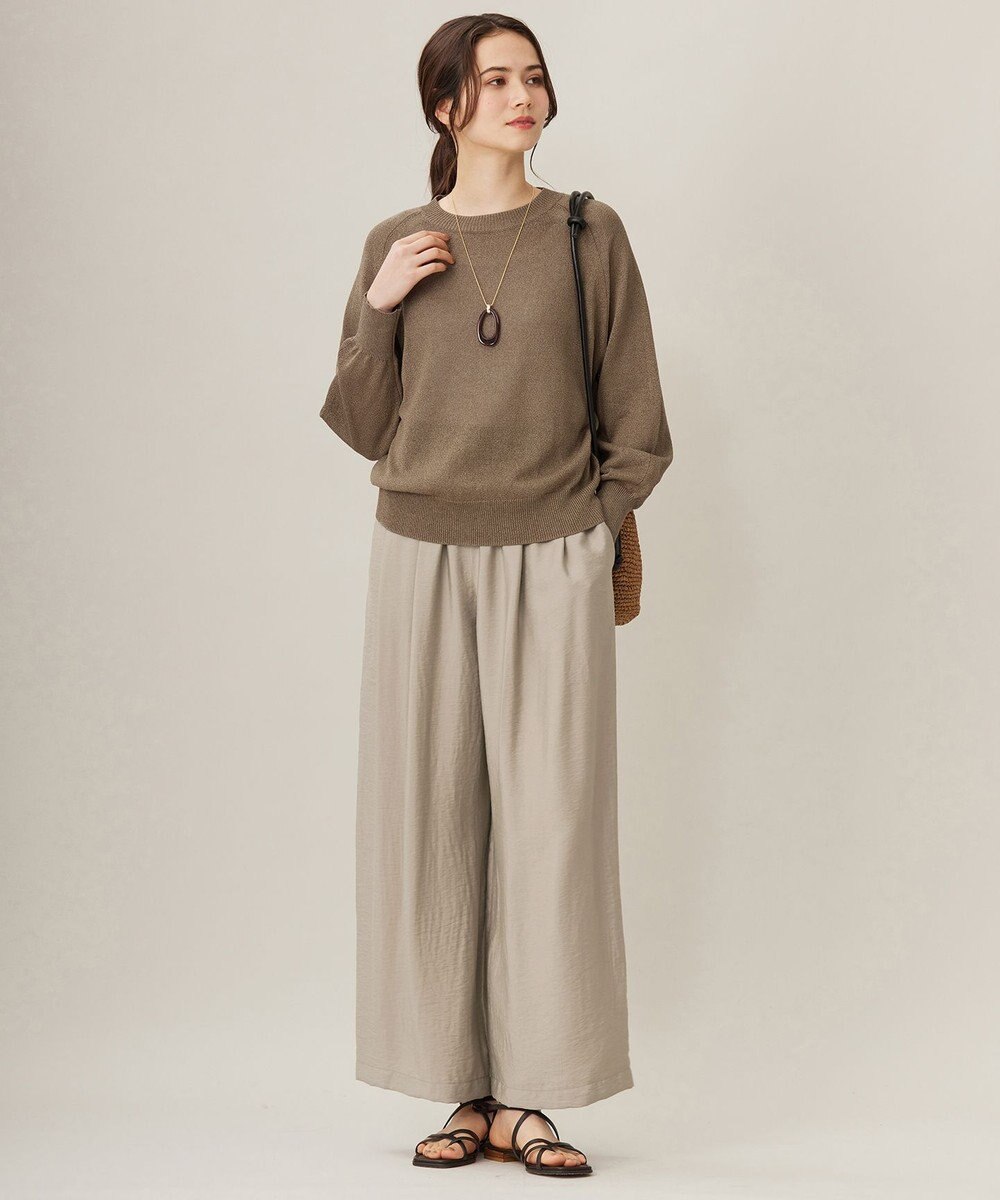 自由区 L 【ウエストゴム・洗える】エアリーツイルワイド パンツ 