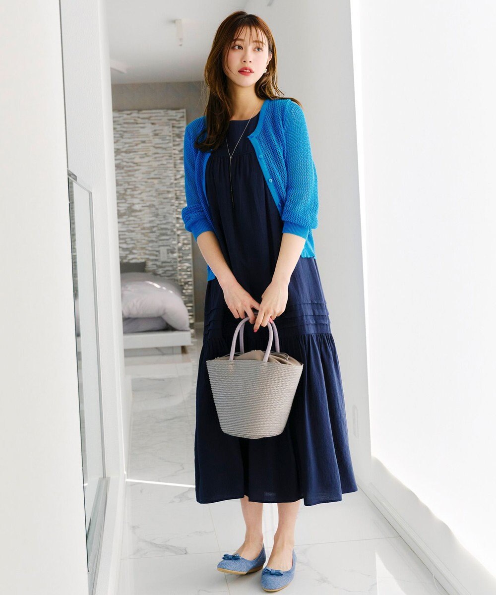 Tiaclasse 【洗える】ピンタックロングワンピース 