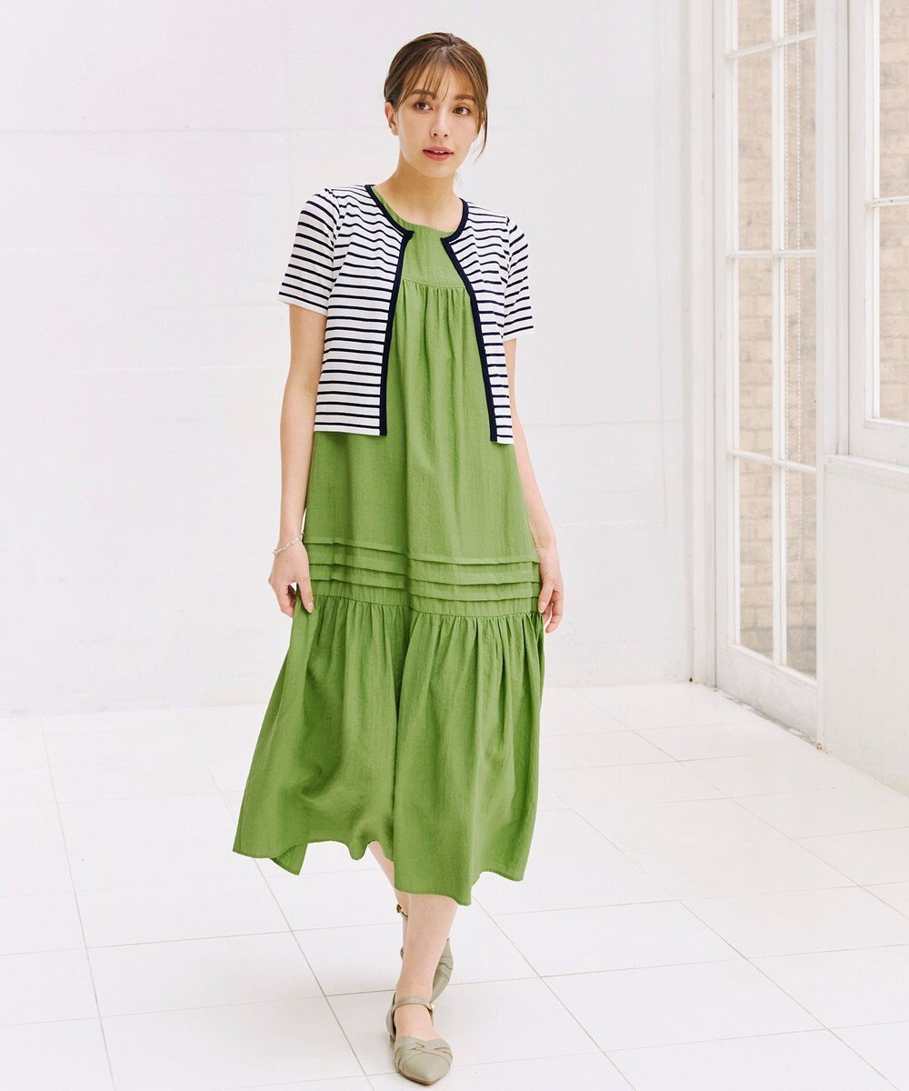 Tiaclasse 【洗える】ピンタックロングワンピース 