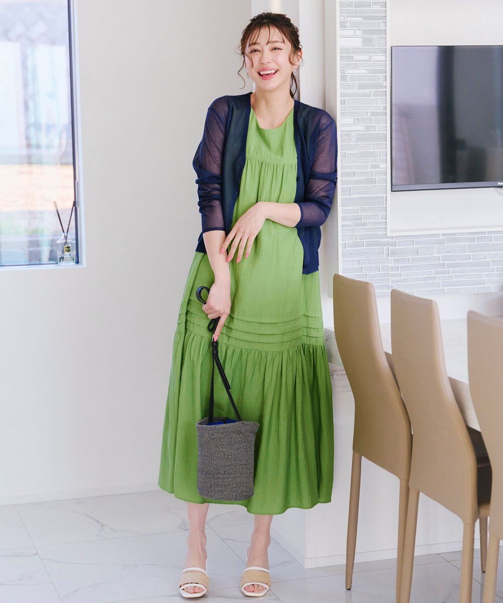 Tiaclasse 【洗える】ピンタックロングワンピース 