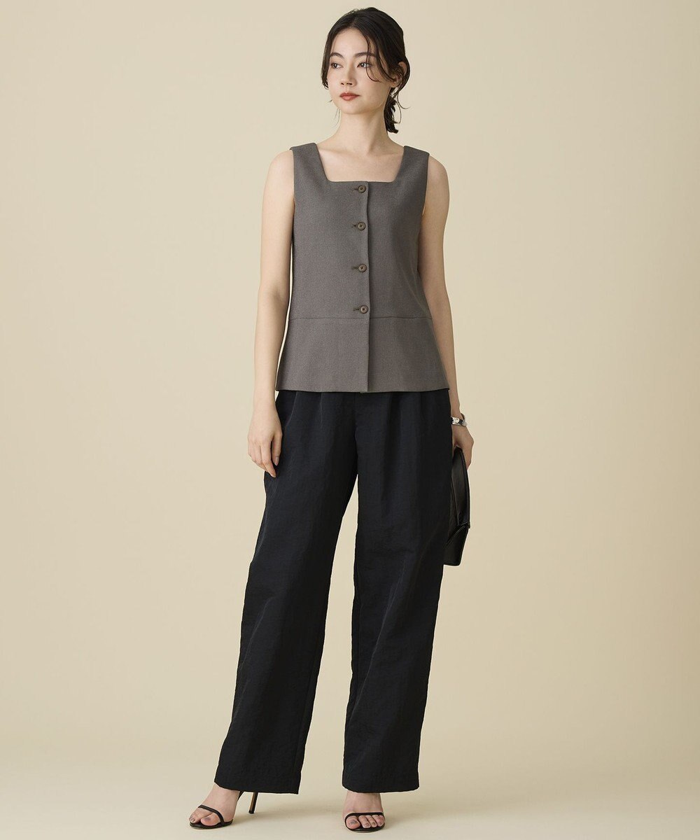 自由区 【セットアップ対応】リネンライクシンセティックノースリーブ ブラウス 