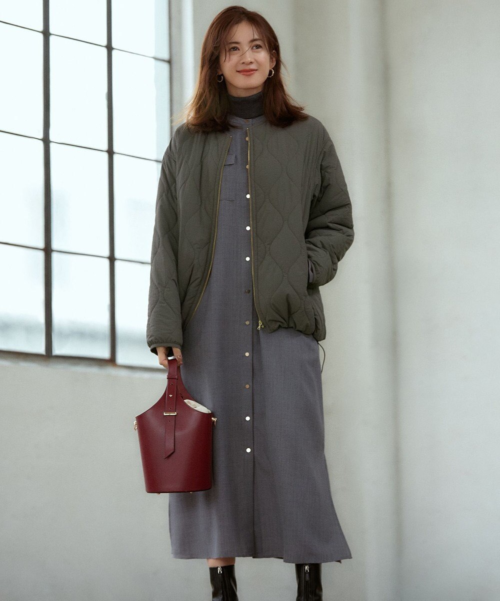 23区 L ポリエステルウール シャツワンピース 