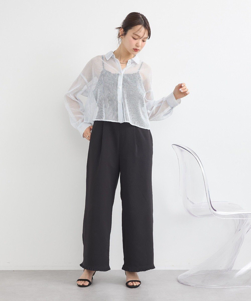 earth music&ecology メッシュストライプショートシャツ 