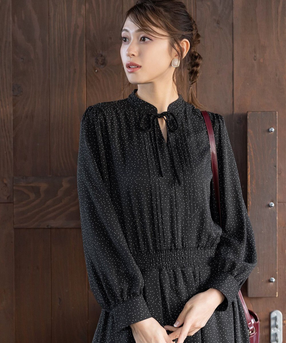 Tiaclasse 【洗える】細リボンギャザーワンピース 