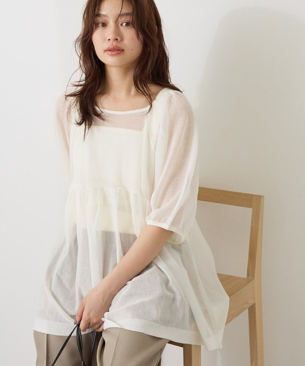 AMERICAN HOLIC シアーパフスリーブニットプルオーバー 