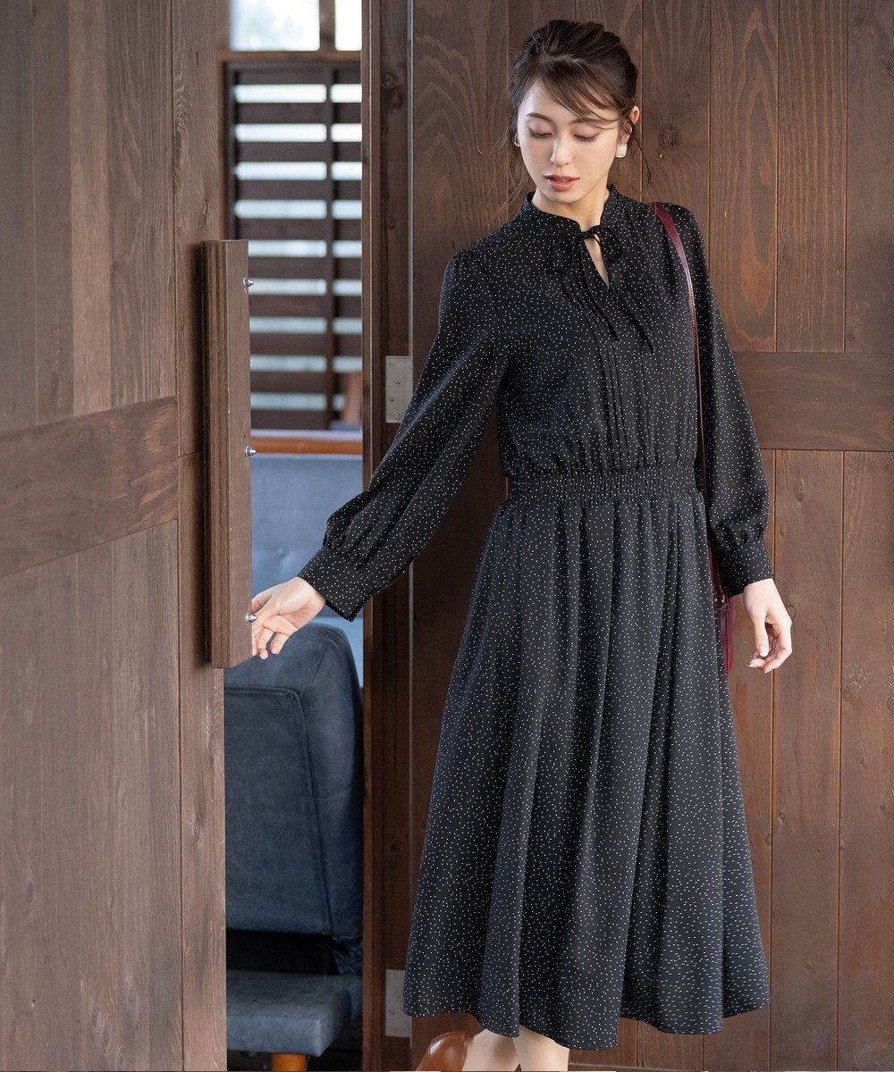 Tiaclasse 【洗える】細リボンギャザーワンピース 