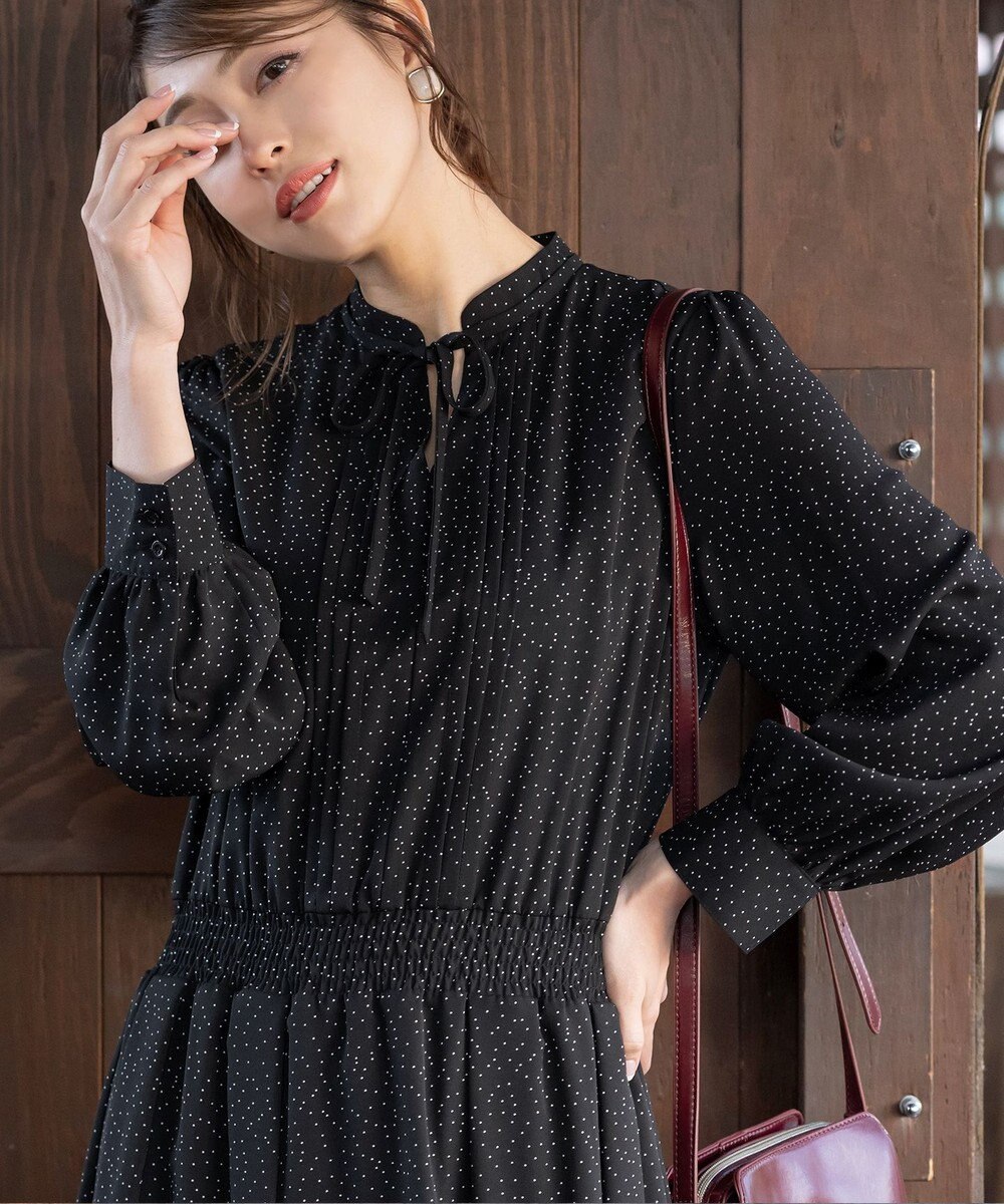 Tiaclasse 【洗える】細リボンギャザーワンピース 