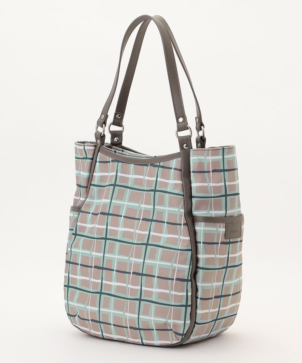 Y'SACCS ドローイングチェックトートバッグ 