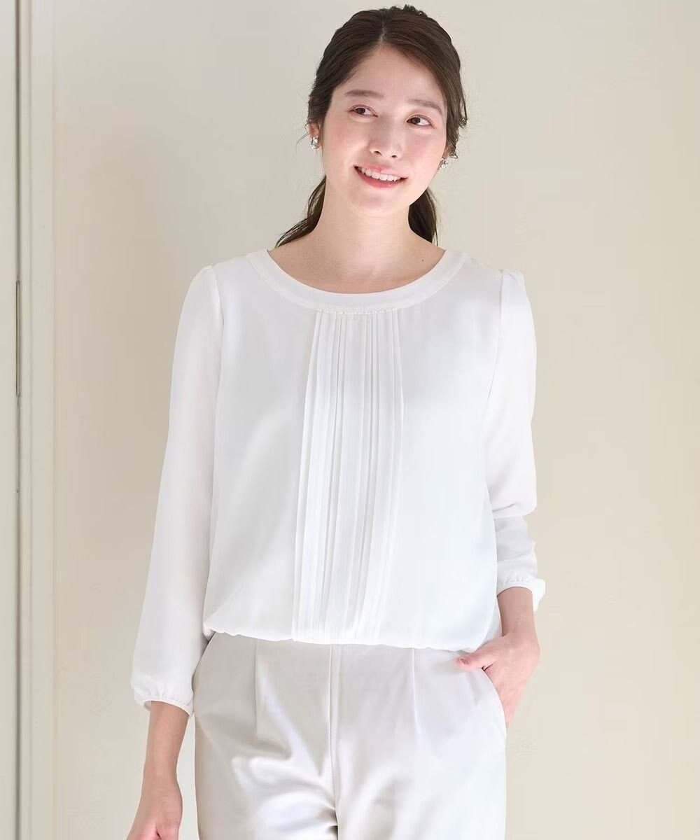 ANY SIS L 【洗える】フロントプリーツシフォンブラウス 