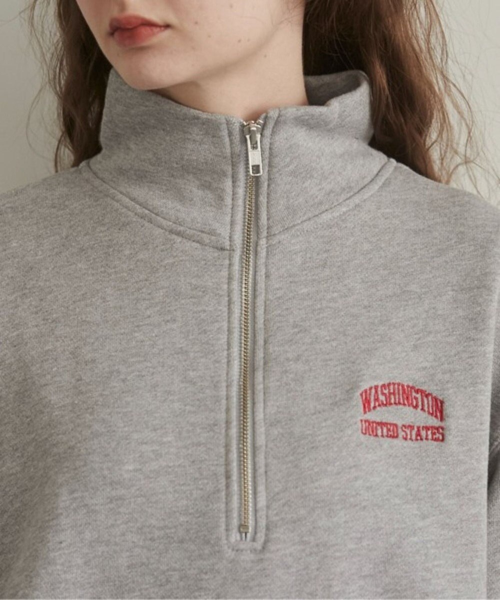 WEGO 【ANGIE VINTAGE】ワンポイント刺繍ハーフZIPスウェットプルオーバー 