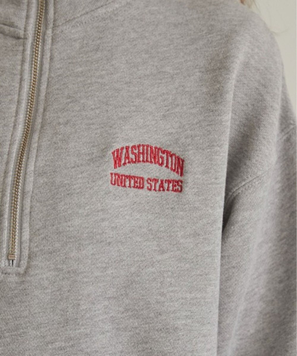 WEGO 【ANGIE VINTAGE】ワンポイント刺繍ハーフZIPスウェットプルオーバー 